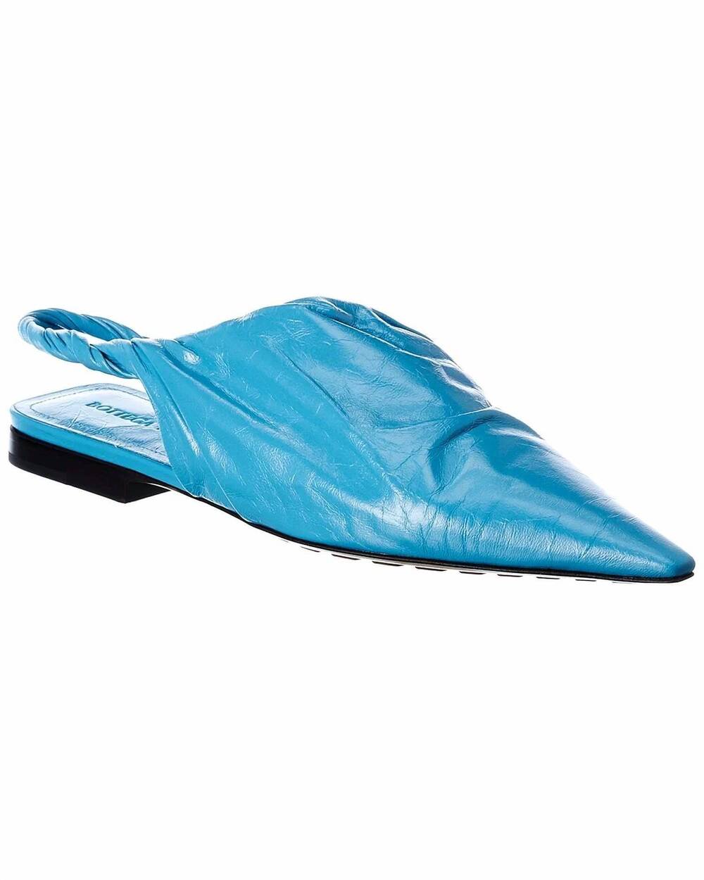 NEW BOTTEGA VENETA women's leather slingback flat in blue